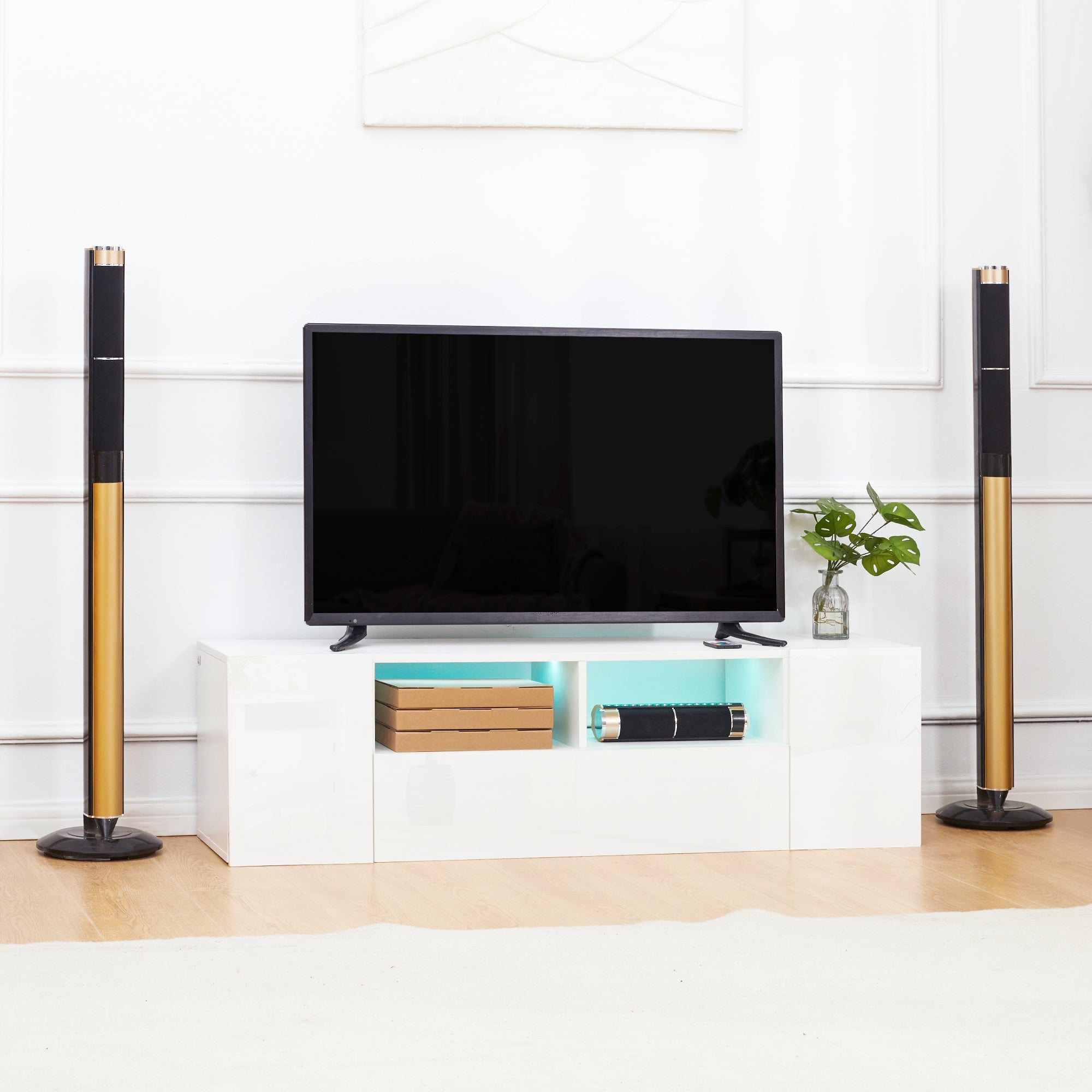 HOMCOM High Gloss TV Cabinet Stand for TVs up to 60