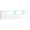 HOMCOM High Gloss TV Cabinet Stand for TVs up to 60" with LED Lights, Entertainment Center with Storage Shelves and Cupboards, White