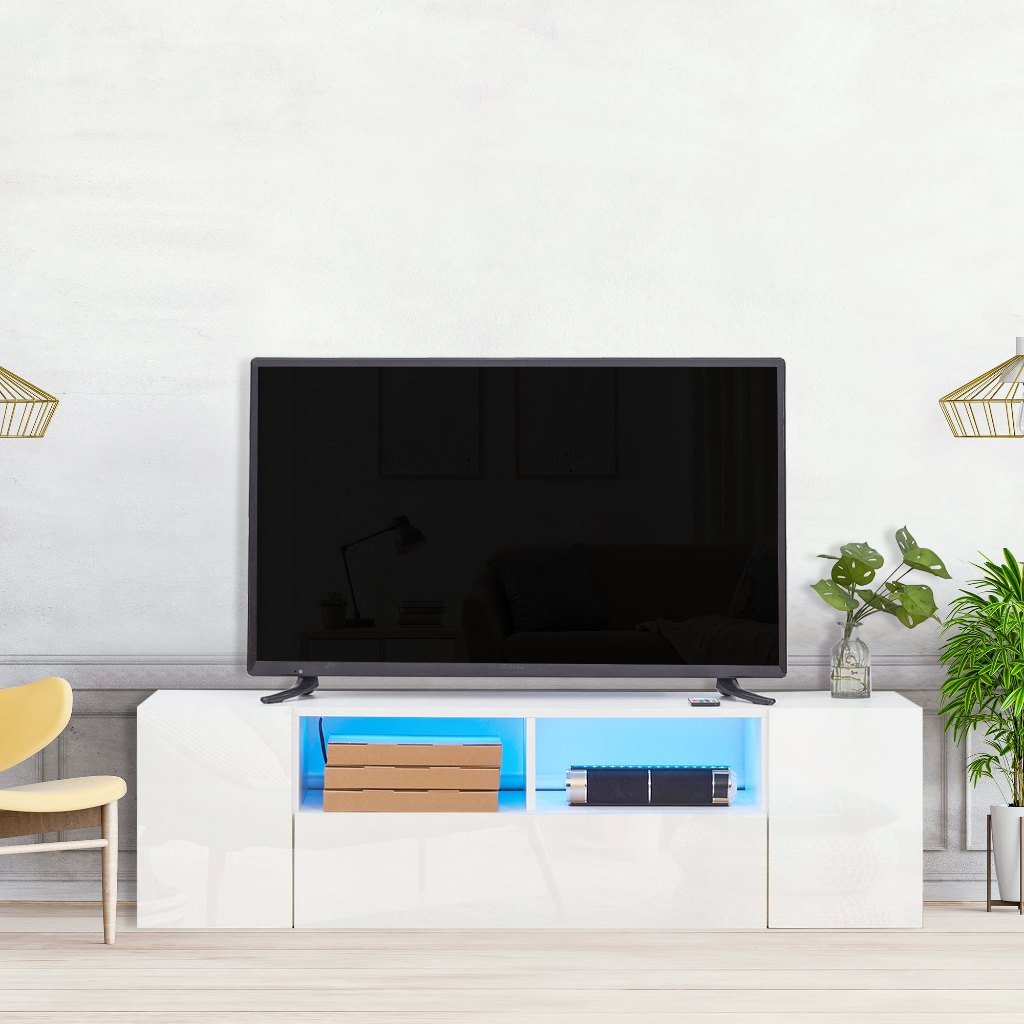 HOMCOM High Gloss TV Cabinet Stand for TVs up to 60