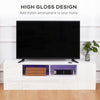 HOMCOM High Gloss TV Cabinet Stand for TVs up to 60" with LED Lights, Entertainment Center with Storage Shelves and Cupboards, White