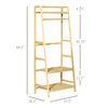 HOMCOM Bamboo Garment Rack, Freestanding Wooden Clothing Rack with 3 Tier Storage Shelves, Hooks and Hanging Rail for Entryway, Bedroom and Office, Natural