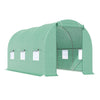Outsunny 14.6' x 6' x 6.6' Walk-in Tunnel Greenhouse Garden Plant Seed Growing Warm House Outdoor Hot House w/ Roll Up Door, Windows, PE Cover Green