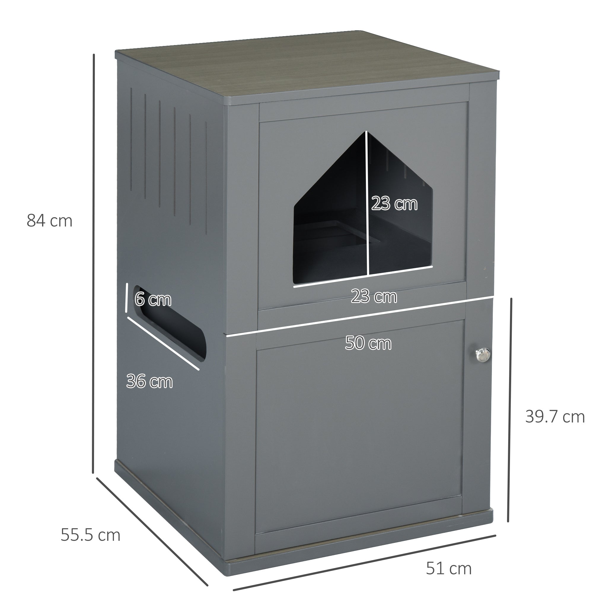 PawHut Double-Decker Cat Luxury Lower Level Litter Box and Upper Level House, Grey
