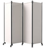 Outsunny 4 Panel Folding Room Divider with Lockable Wheels, 5.6ft Rolling Privacy Screen, Portable Freestanding Privacy Panel for Garden Backyard Deck Pool Hot Tub, Cream White