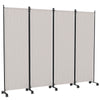 Outsunny 4 Panel Folding Room Divider with Lockable Wheels, 5.6ft Rolling Privacy Screen, Portable Freestanding Privacy Panel for Garden Backyard Deck Pool Hot Tub, Cream White