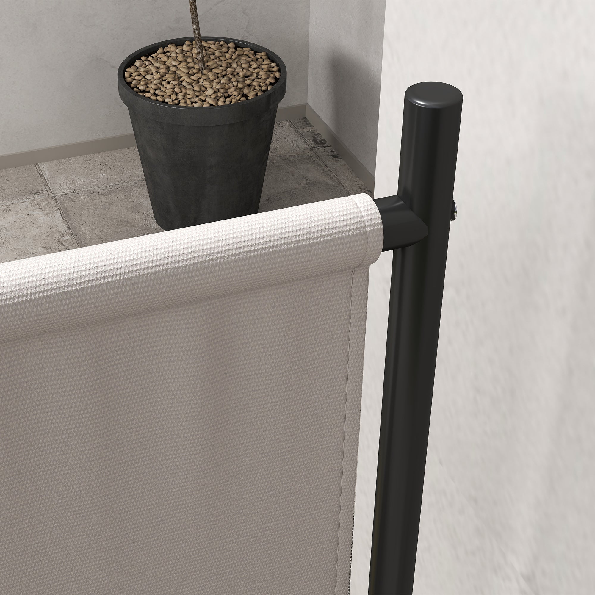 Outsunny 4 Panel Folding Room Divider with Lockable Wheels, 5.6ft Rolling Privacy Screen, Portable Freestanding Privacy Panel for Garden Backyard Deck Pool Hot Tub, Cream White