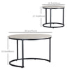 HOMCOM Nesting Tables, 29" Round Coffee Table Set of 2, Modern Side Tables for Living Room with Metal Base, Grey