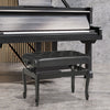 HOMCOM Adjustable Height Piano Bench Stool, PU Leather Button Tufted Padded Keyboard Seat with Rubber Wood Legs, Black