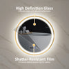 HOMCOM 28" Round LED Bathroom Mirror with Frontlit and Backlit 3 Colour and Dimmable Vanity Mirror Wall Mounted Makeup Mirror with Anti-Fog Touch Button Time and Temp Display Gold