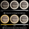HOMCOM 28" Round LED Bathroom Mirror with Frontlit and Backlit 3 Colour and Dimmable Vanity Mirror Wall Mounted Makeup Mirror with Anti-Fog Touch Button Time and Temp Display Gold