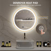HOMCOM 28" Round LED Bathroom Mirror with Frontlit and Backlit 3 Colour and Dimmable Vanity Mirror Wall Mounted Makeup Mirror with Anti-Fog Touch Button Time and Temp Display Gold