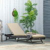 Outsunny Wicker Patio Lounger, Outdoor S Shape Recliners Lounge Chair w/ 5-Level Adjustable Backrest, Soft Padded Cushion for Outdoor Use, Khaki
