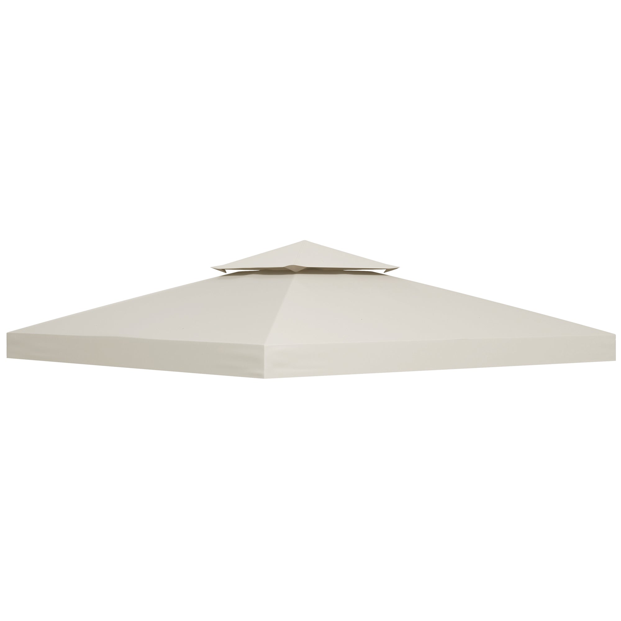 Outsunny 9.8' x 9.8' Square 2-Tier Gazebo Canopy Replacement Top Cover Outdoor Garden Sun Shade, Cream White