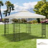 Outsunny 9.8' x 9.8' Square 2-Tier Gazebo Canopy Replacement Top Cover Outdoor Garden Sun Shade, Cream White