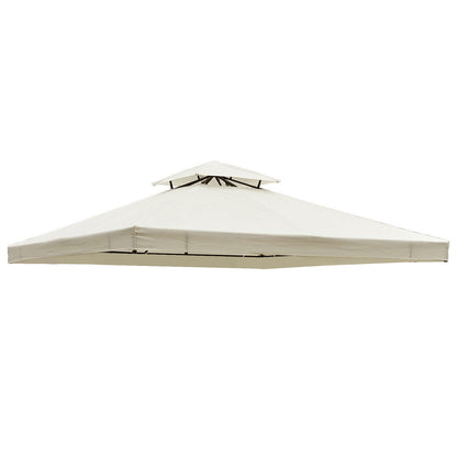 Outsunny 9.8' x 9.8' Square 2-Tier Gazebo Canopy Replacement Top Cover Outdoor Garden Sun Shade, Cream White