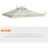 Outsunny 9.8' x 9.8' Square 2-Tier Gazebo Canopy Replacement Top Cover Outdoor Garden Sun Shade, Cream White