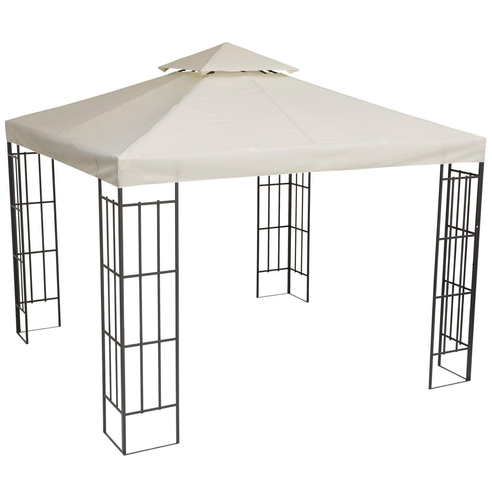 Outsunny 9.8' x 9.8' Square 2-Tier Gazebo Canopy Replacement Top Cover Outdoor Garden Sun Shade, Cream White