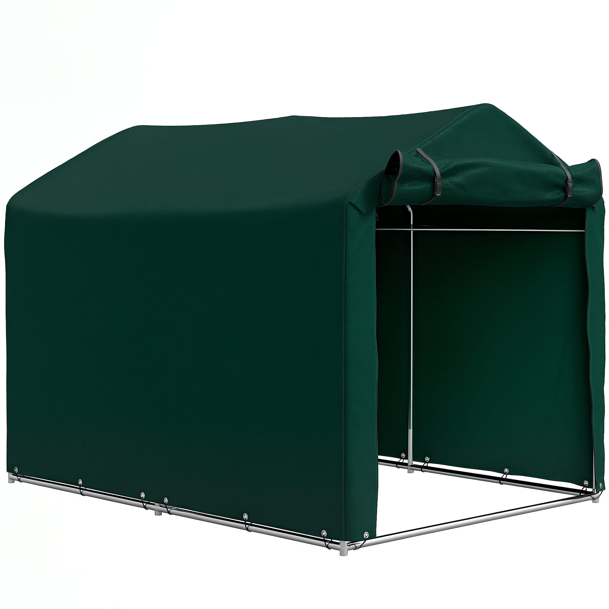 Outsunny 7' x 5' Garden Storage Tent, UV Resistant Bike Shed, Patio Storage Shelter with Roll-up Zipper Door, Outdoor Waterproof Carport Shelter for Bike, Motorcycle, Dark Green