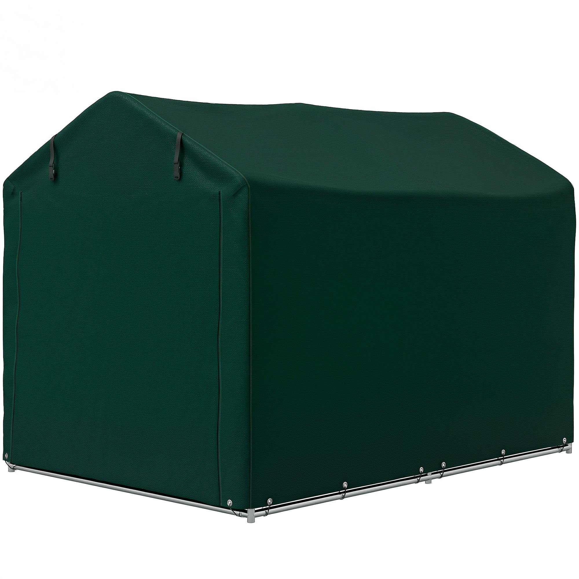 Outsunny 7' x 5' Garden Storage Tent, UV Resistant Bike Shed, Patio Storage Shelter with Roll-up Zipper Door, Outdoor Waterproof Carport Shelter for Bike, Motorcycle, Dark Green