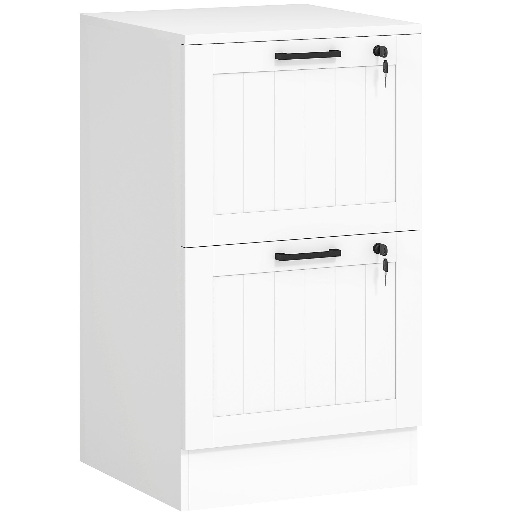 HOMCOM 2 Drawer File Cabinet with Lock, Vertical Filing Cabinet with Adjustable Hanging Bars for A4 and Letter Size File Folders, Printer Stand with Storage, White