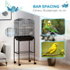 PawHut 49" Bird Cage Budgie Cage with Wheels, Detachable Stand, Storage, Black