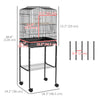 PawHut 49" Bird Cage Budgie Cage with Wheels, Detachable Stand, Storage, Black