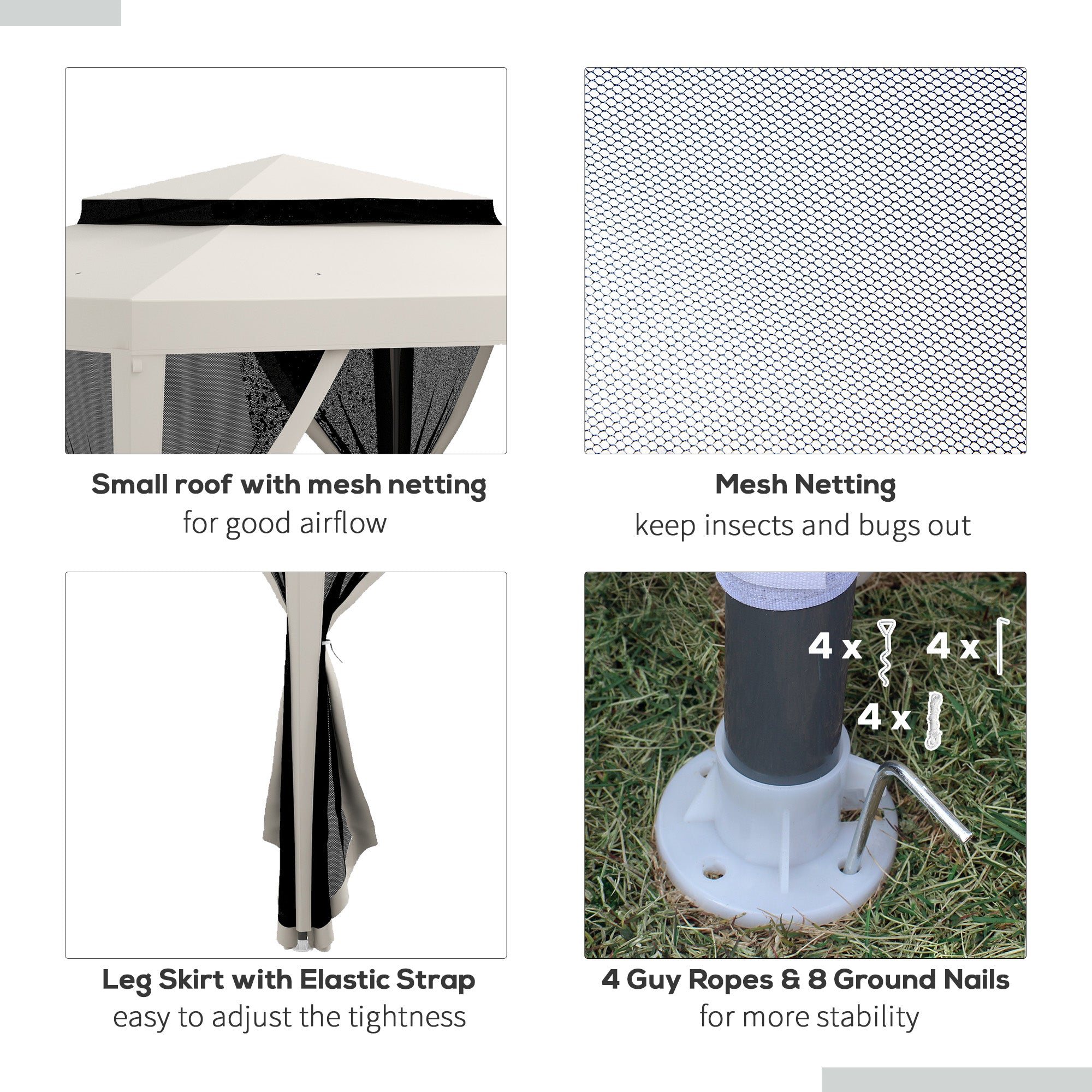 Outsunny 10' x 10' Canopy Tent, Party Tent with Mesh Netting and Double Tier Roof for Backyard, Garden, Patio, Outdoor, Cream White