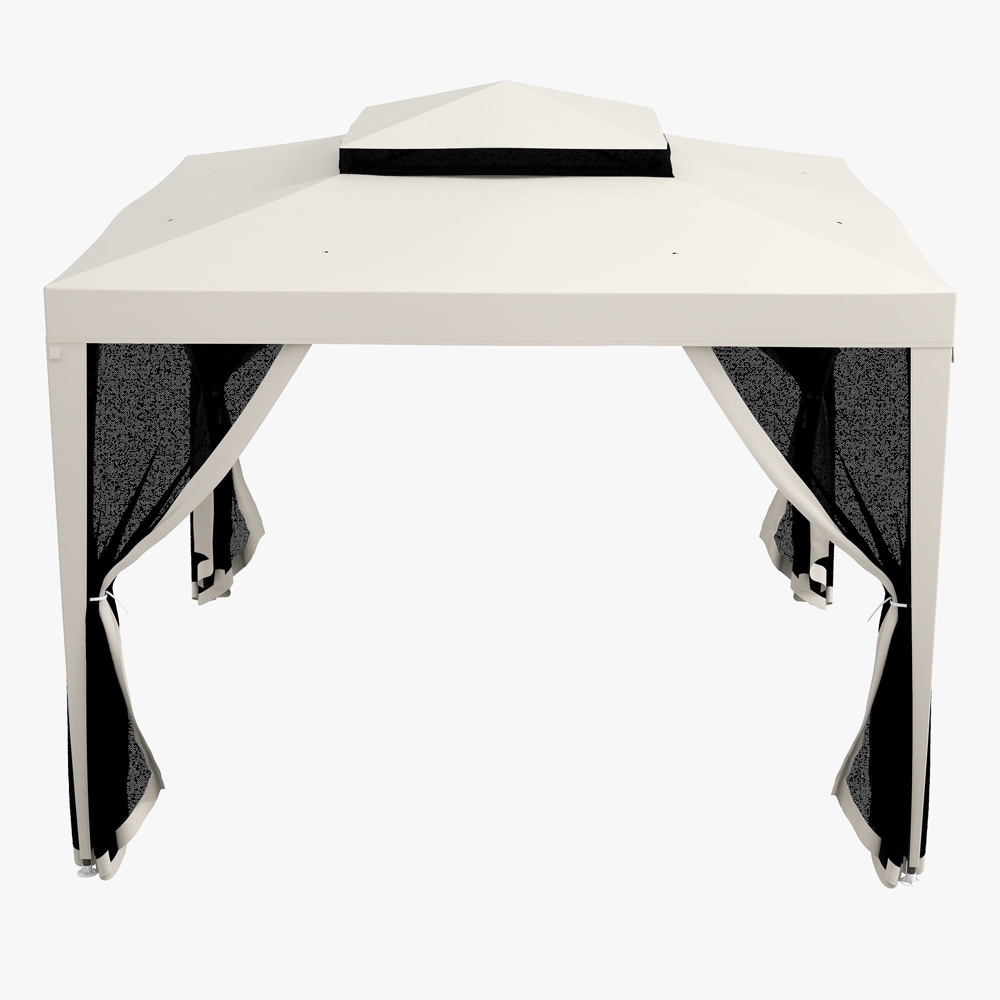 Outsunny 10' x 10' Canopy Tent, Party Tent with Mesh Netting and Double Tier Roof for Backyard, Garden, Patio, Outdoor, Cream White