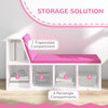 HOMCOM Bookshelf with Reading Nook, Bookcase with Seat Cushion, 5 Cube Storage Shelf for Home Office, Study, Pink