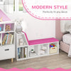 HOMCOM Bookshelf with Reading Nook, Bookcase with Seat Cushion, 5 Cube Storage Shelf for Home Office, Study, Pink