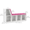 HOMCOM Bookshelf with Reading Nook, Bookcase with Seat Cushion, 5 Cube Storage Shelf for Home Office, Study, Pink