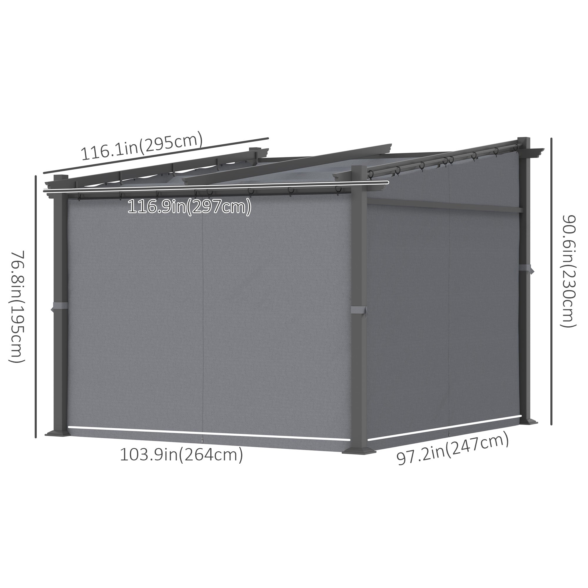 Outsunny 10' x 10' Metal Pergola with Sliding Roof Canopy, Retractable Pergola Canopy for Outdoor, Patio, Dark Grey