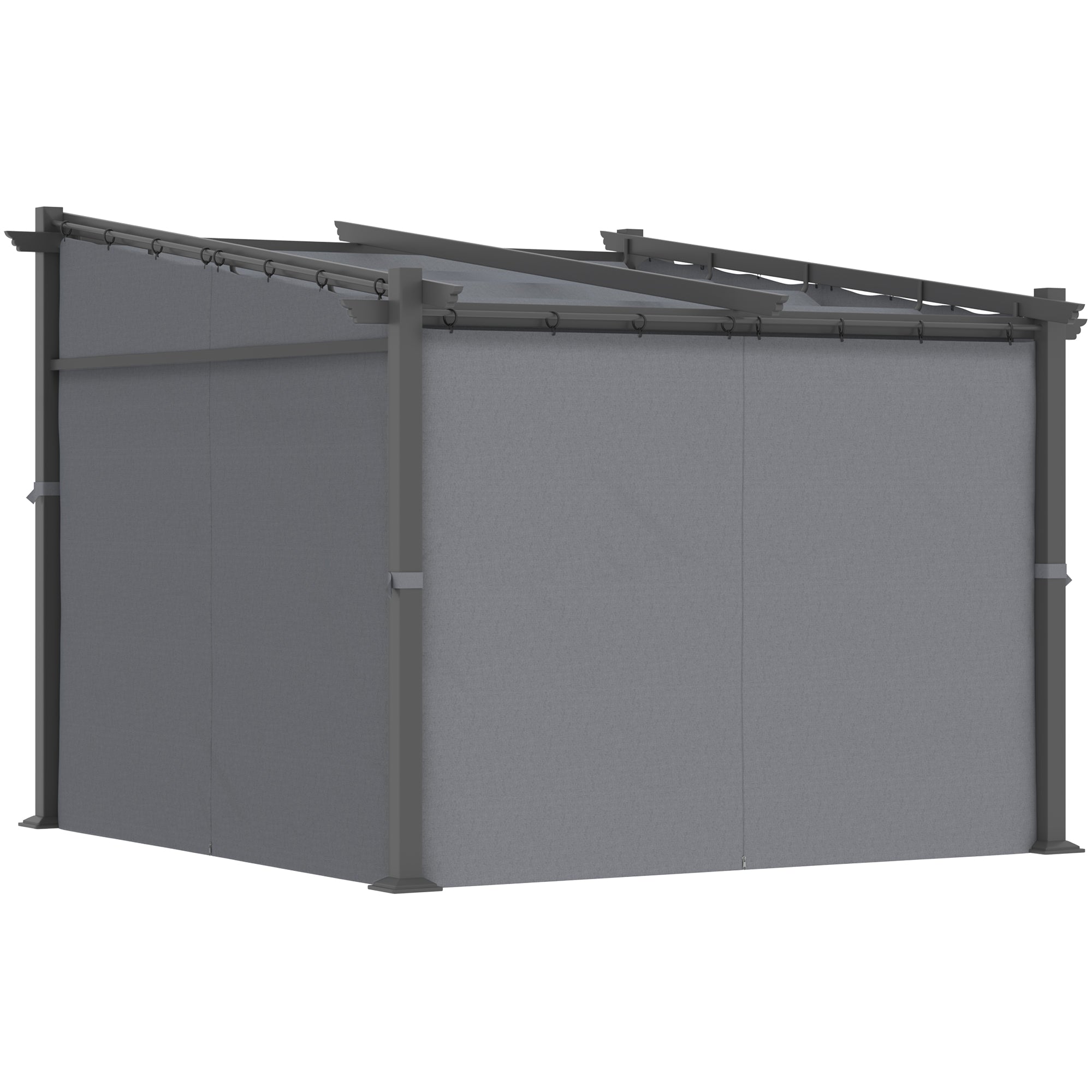 Outsunny 10' x 10' Metal Pergola with Sliding Roof Canopy, Retractable Pergola Canopy for Outdoor, Patio, Dark Grey