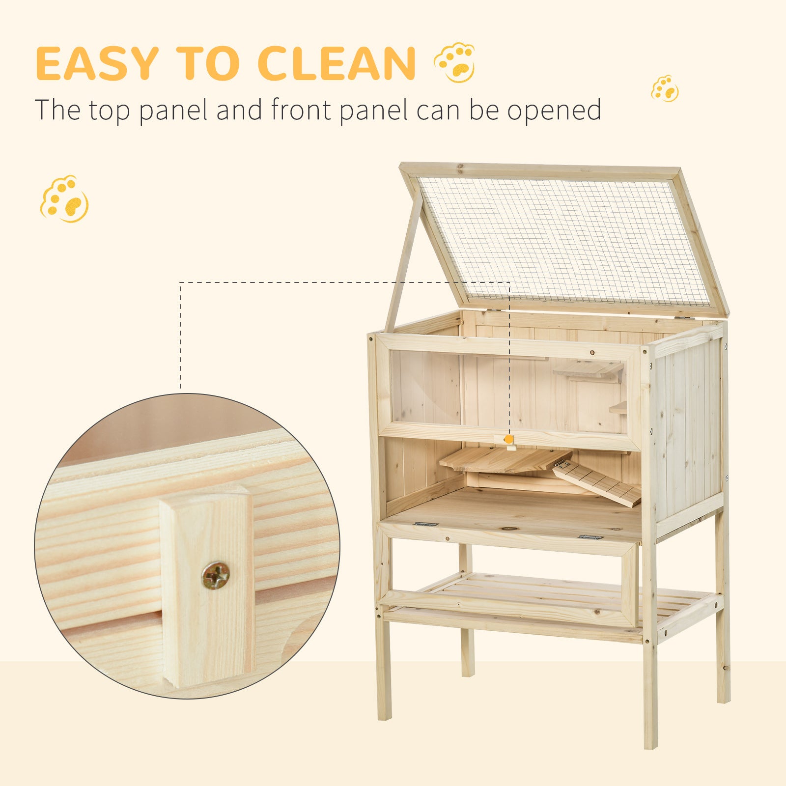 PawHut Fir Wood Hamster Cage Mouse Rats Small Animals Play House Exercise Activity Center, 31.5