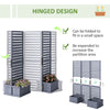 Outsunny Freestanding Outdoor Privacy Screen, 4 Self-Draining Planters / Raised Garden Beds, 3 Hinged Panels for Hot Tub, Patio, Backyard, Deck, Grey
