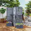 Outsunny Freestanding Outdoor Privacy Screen, 4 Self-Draining Planters / Raised Garden Beds, 3 Hinged Panels for Hot Tub, Patio, Backyard, Deck, Grey