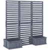 Outsunny Freestanding Outdoor Privacy Screen, 4 Self-Draining Planters / Raised Garden Beds, 3 Hinged Panels for Hot Tub, Patio, Backyard, Deck, Grey