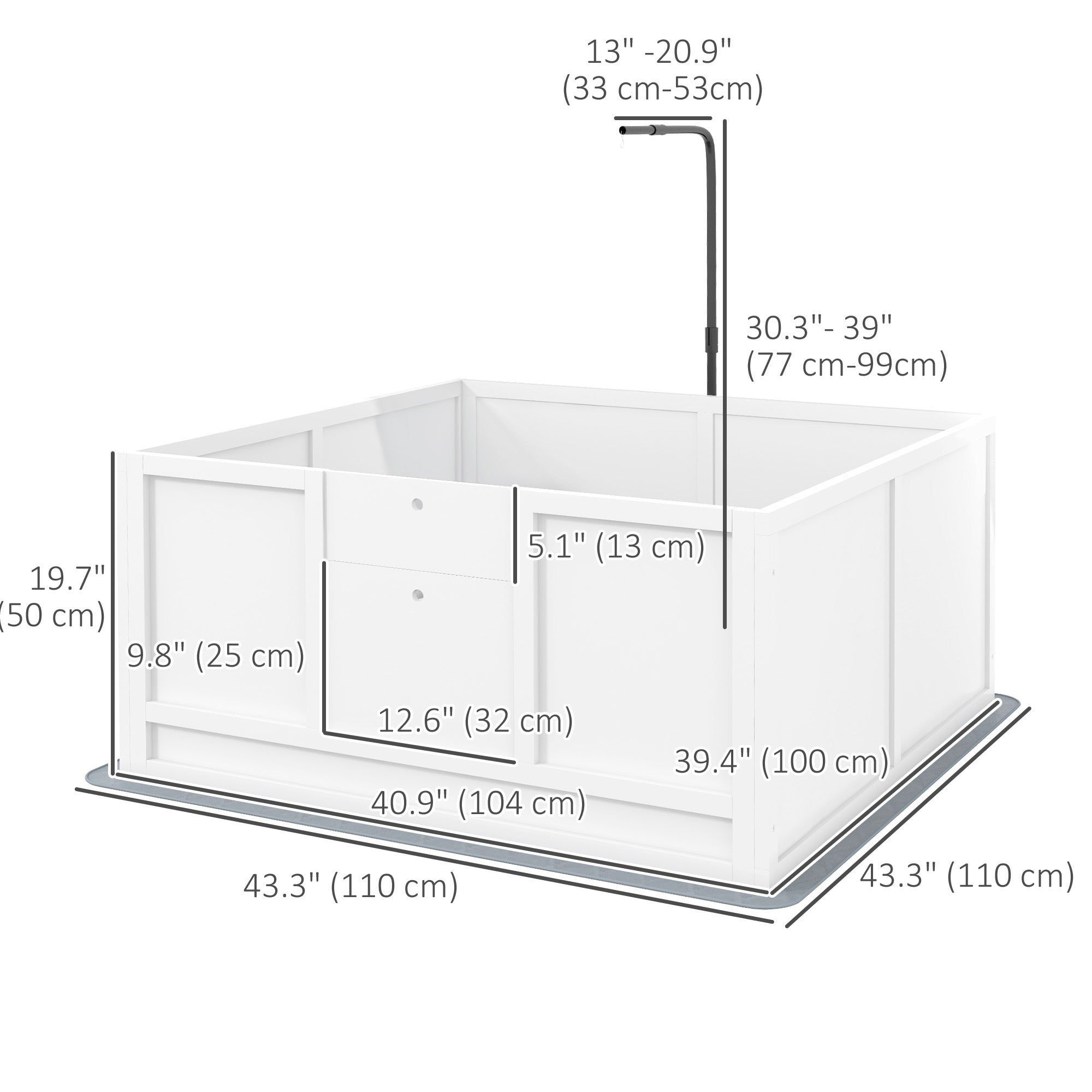 PawHut Whelping Box for Dogs, Puppy Playpen with Retractable Light Stand, Waterproof Pad, Rail, Adjustable Height Door for Small, Medium & Large Breed Dogs, 41" x 39"