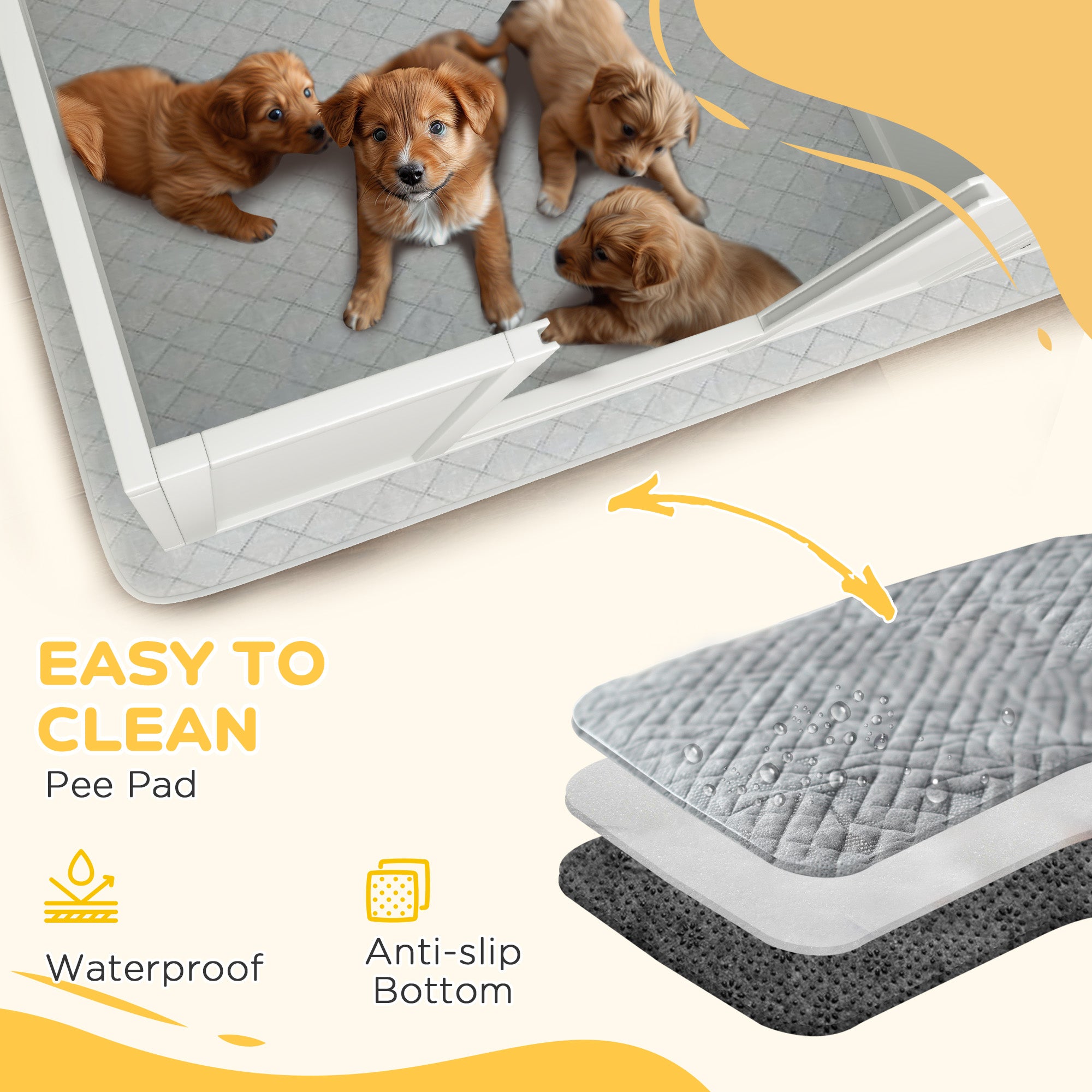 PawHut Whelping Box for Dogs, Puppy Playpen with Retractable Light Stand, Waterproof Pad, Rail, Adjustable Height Door for Small, Medium & Large Breed Dogs, 41" x 39"