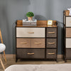 HOMCOM 7-Drawer Dresser, Fabric Chest of Drawers, 3-Tier Storage Tower with Steel Frame and Wooden Top for Bedroom, Nursery Room, Multicoloured