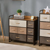HOMCOM 7-Drawer Dresser, Fabric Chest of Drawers, 3-Tier Storage Tower with Steel Frame and Wooden Top for Bedroom, Nursery Room, Multicoloured