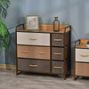 HOMCOM 7-Drawer Dresser, Fabric Chest of Drawers, 3-Tier Storage Tower with Steel Frame and Wooden Top for Bedroom, Nursery Room, Multicoloured