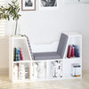 HOMCOM 6-Cubby Bookcase with Seat Cushion, Cube Storage Shelf Bookshelf with Reading Nook for Home Office, Study, Grey