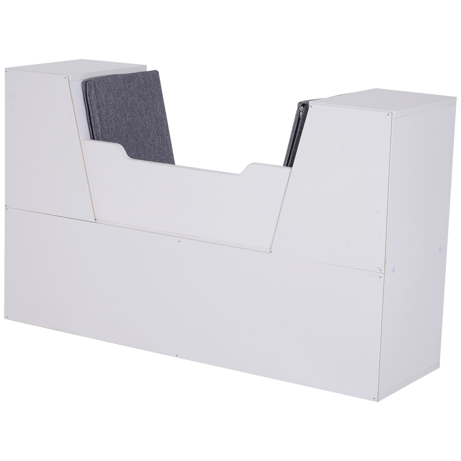 HOMCOM 6-Cubby Bookcase with Seat Cushion, Cube Storage Shelf Bookshelf with Reading Nook for Home Office, Study, Grey