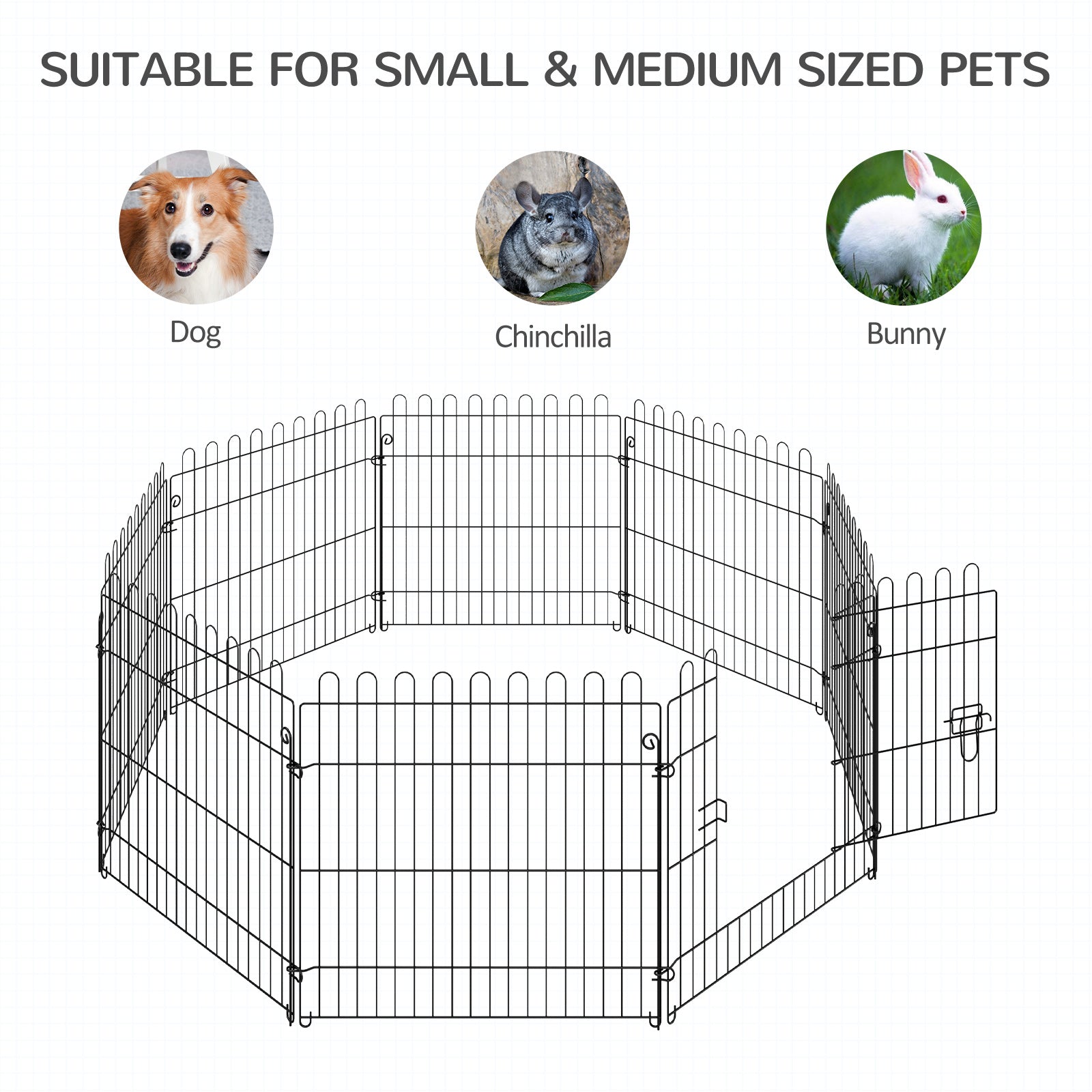 PawHut Dog Playpen Puppy Play Pen, Pet Exercise Fences for Outside Indoor, Foldable Dog Kennel, 24"H