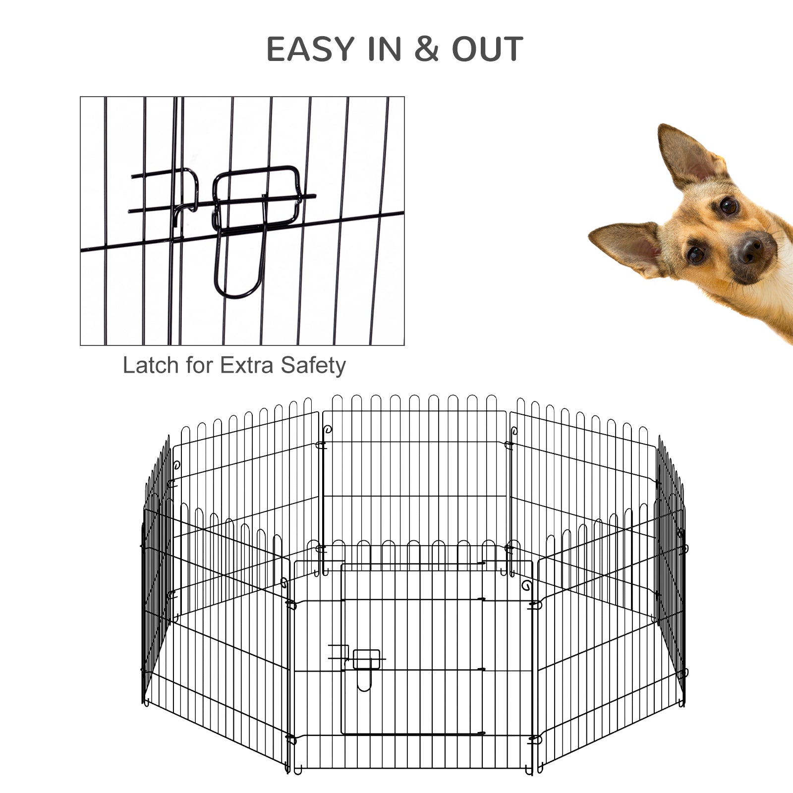 PawHut Dog Playpen Puppy Play Pen, Pet Exercise Fences for Outside Indoor, Foldable Dog Kennel, 24"H