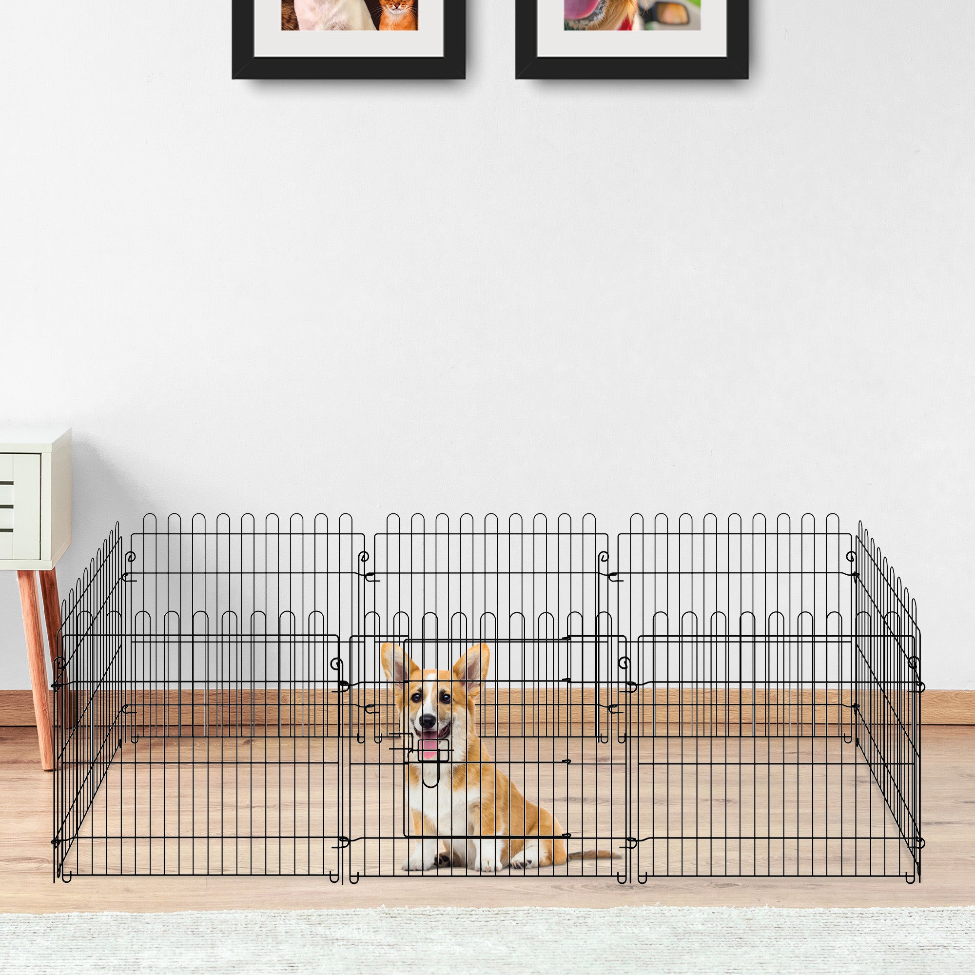 PawHut Dog Playpen Puppy Play Pen, Pet Exercise Fences for Outside Indoor, Foldable Dog Kennel, 24"H