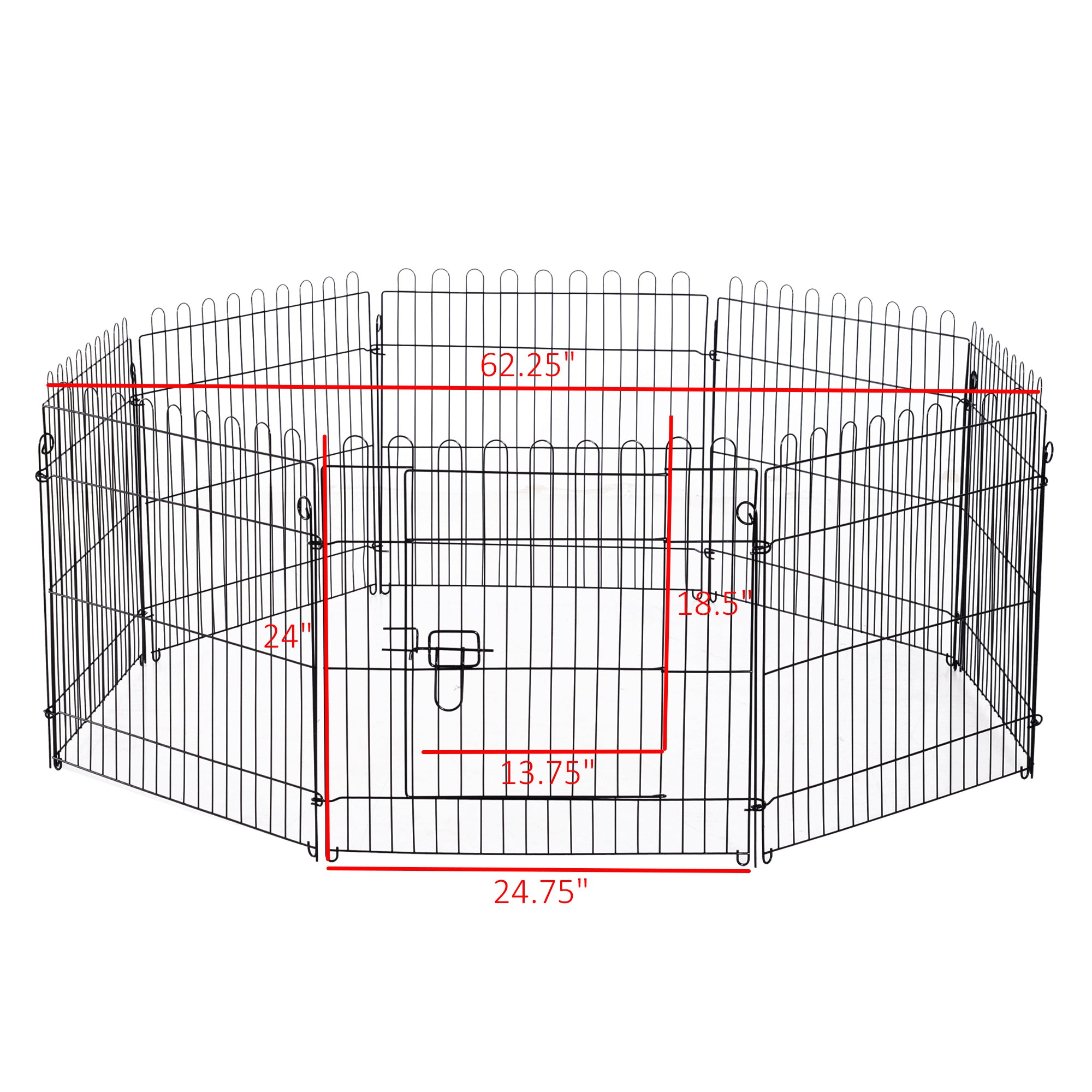 PawHut Dog Playpen Puppy Play Pen, Pet Exercise Fences for Outside Indoor, Foldable Dog Kennel, 24"H