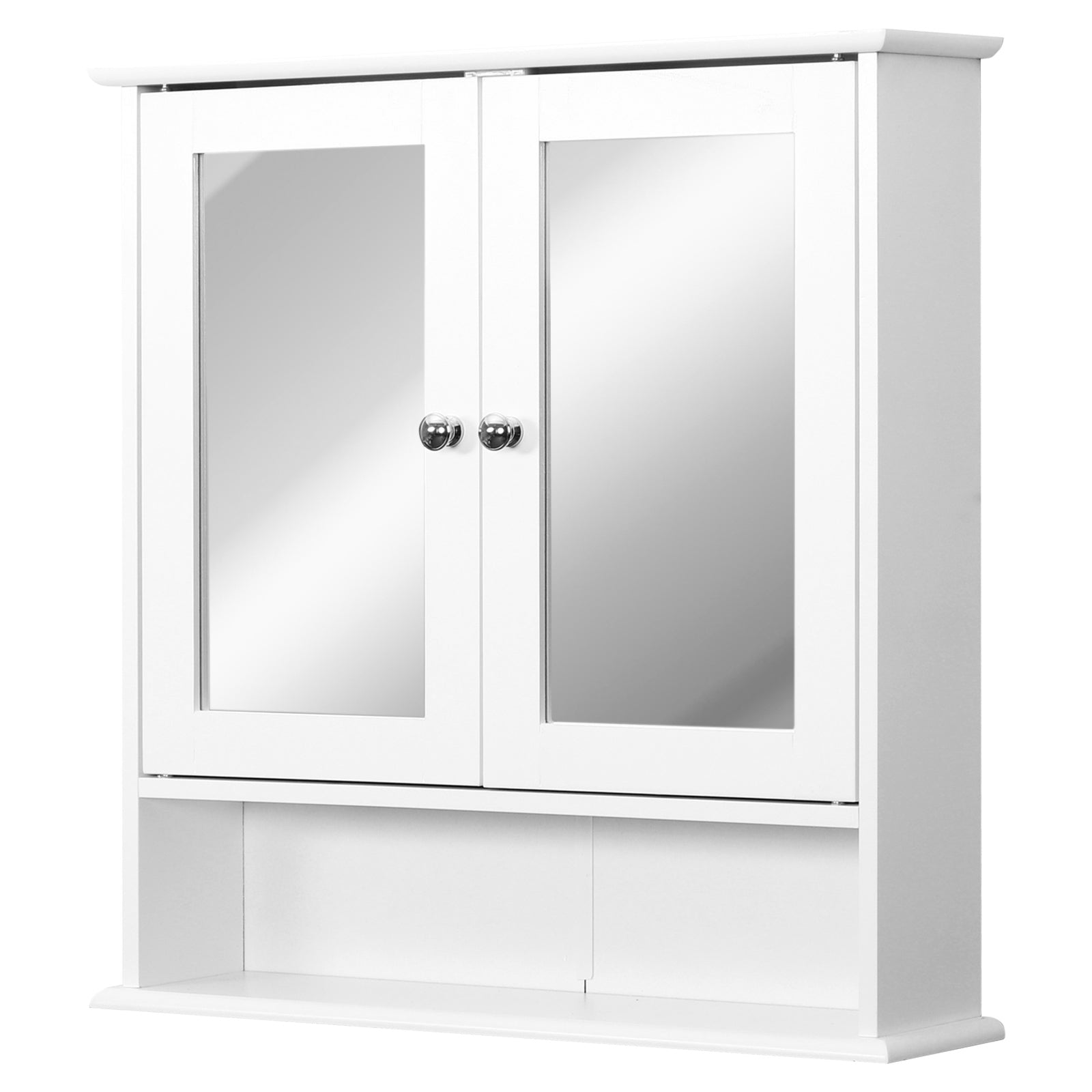 kleankin Medicine Cabinet, Wall-Mounted Bathroom Mirror Cabinet with Double Doors, Open Shelf, and Adjustable Shelf, Modern Bathroom Wall Cabinet, White