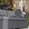 Outsunny 3 Seater Wicker Outdoor Sofa with Side Tray Tables, Poly Rattan Patio Sofa Couch with 6" Thick Back Cushions, Outdoor Couch with Deep Seat, Pillows for Garden, Grey